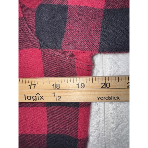 Wms Orvis S Fleece-Lined Flannel Plaid Shacket Shirt Jacket Red/Black Snap Up - Picture 9 of 16